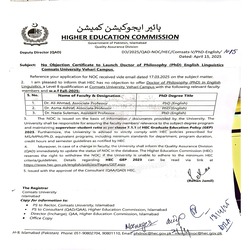 No Objection Certificate to Launch Doctor of Philosophy (PdD) 